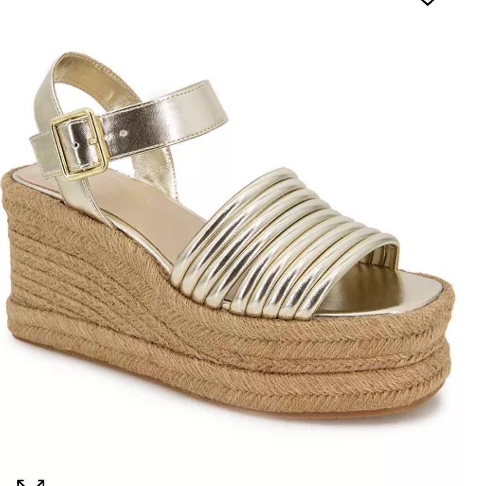 Kenneth Cole Women's Shelby Espadrille Platform shoes Sandals Gold New s…